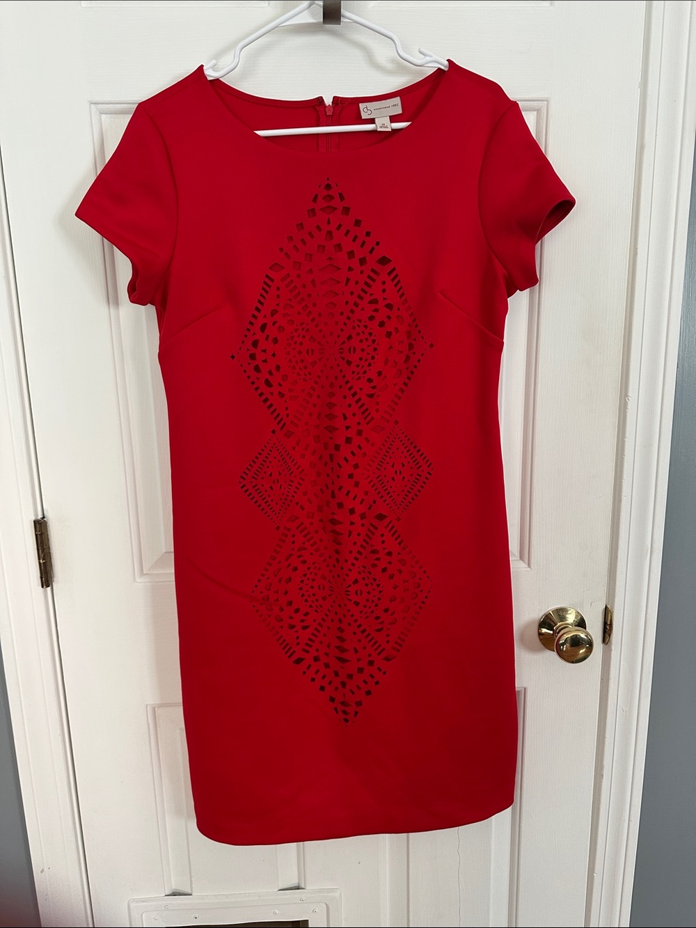 Ann Taylor Red Laser-Cut Sheath Dress